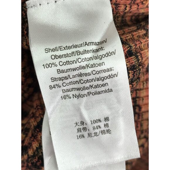 DKNY Donna Karen Stretch Halter Space Dye Knit Dress Orange Black Medium NEW - Picture 8 of 8